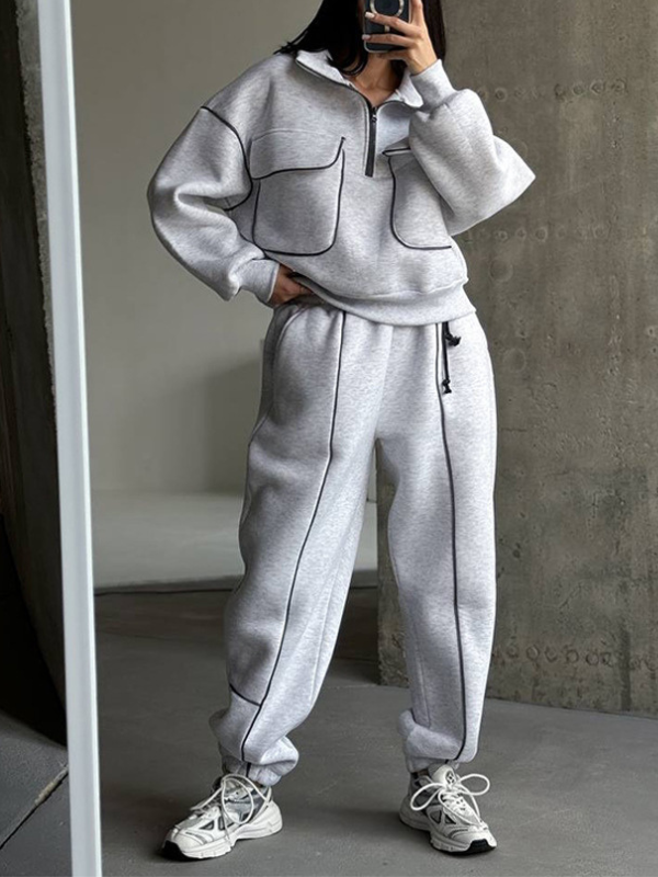Zip-Front Sweatshirt & Pants Set