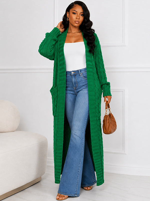 Solid Open-Front Sweater Cardigan