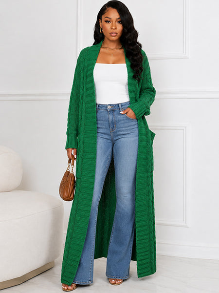 Solid Open-Front Sweater Cardigan