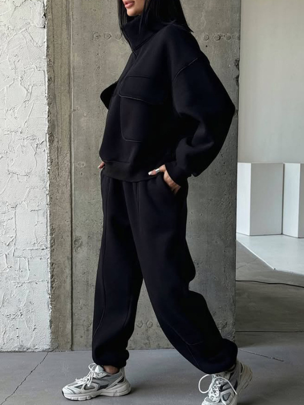 Zip-Front Sweatshirt & Pants Set