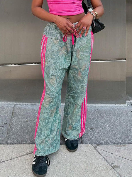 Side-Stripe Printed Pants