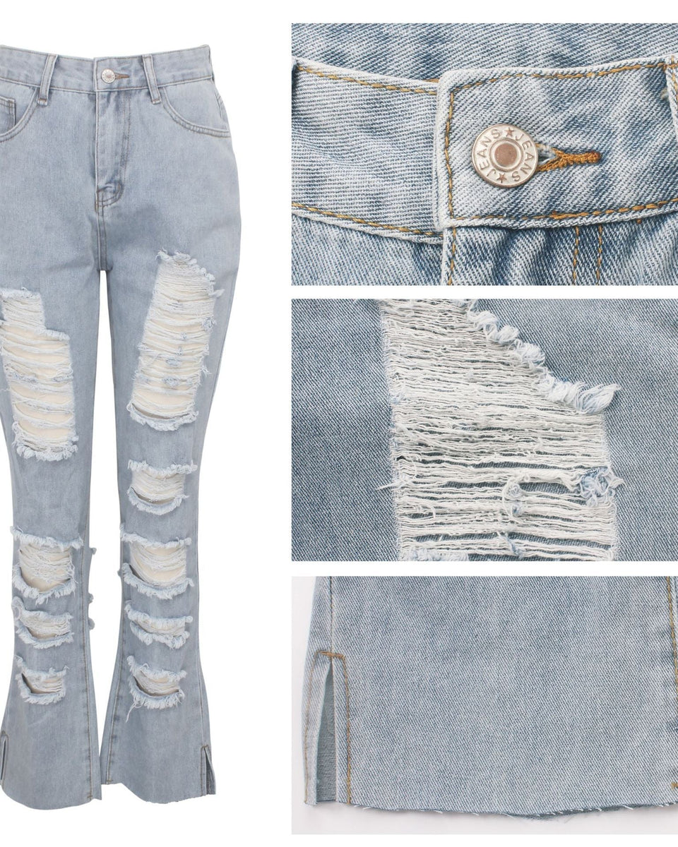 Indiebeautie Distressed Side-Slit Jeans