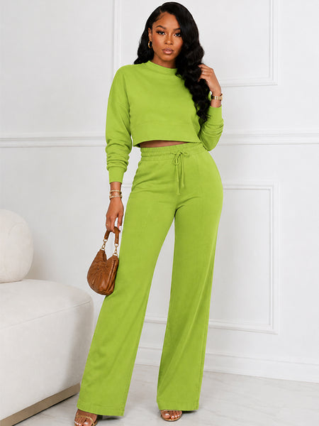 Solid Sweatshirt & Pants Set