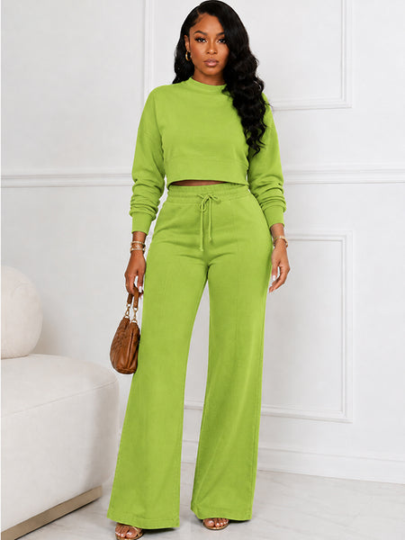 Solid Sweatshirt & Pants Set