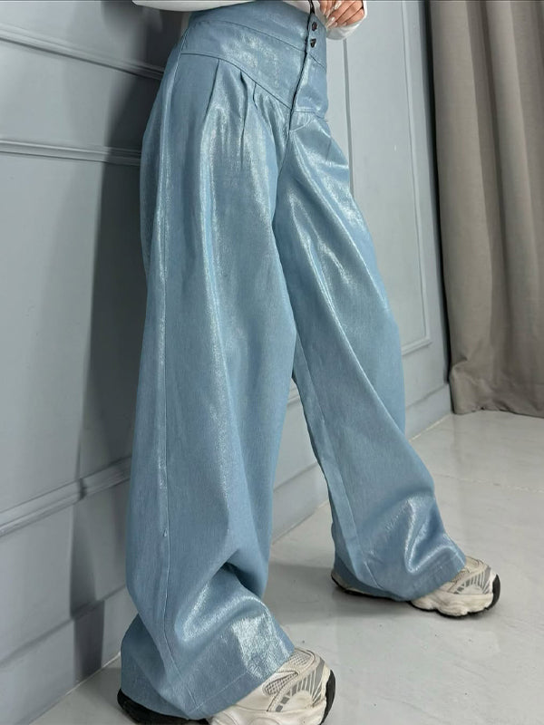 Faux-Leather Wide-Leg Pants