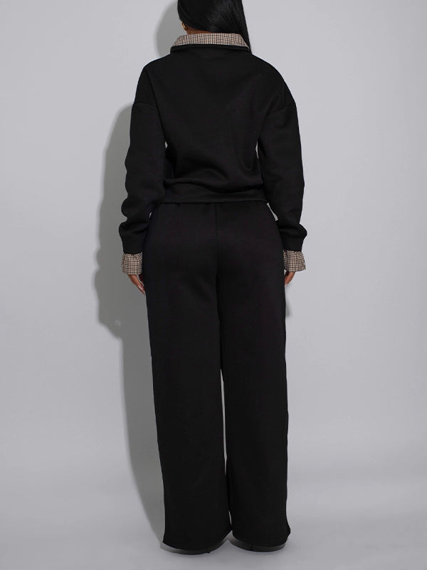 Plaid Combo Sweatshirt & Pants Set