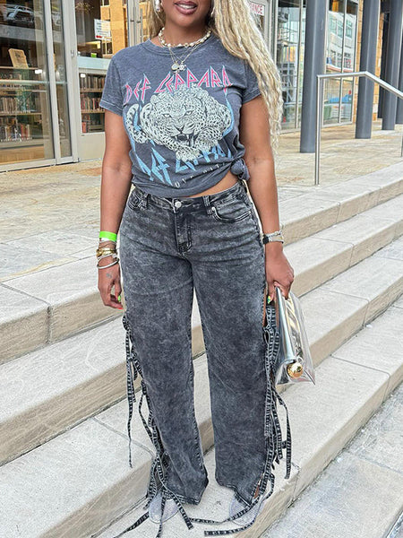 Tied Straight Jeans