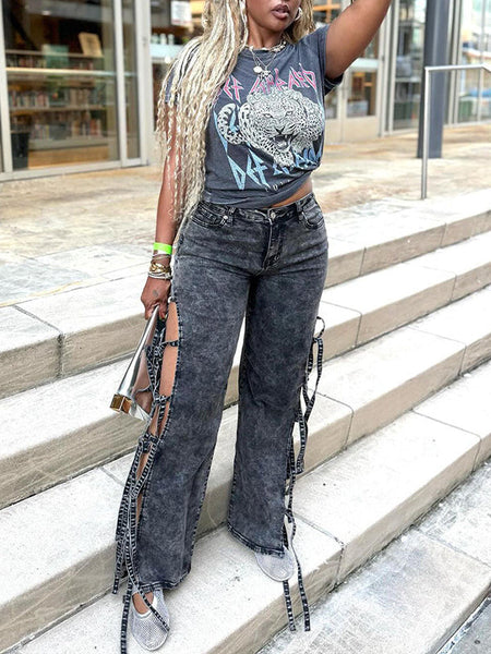 Tied Straight Jeans