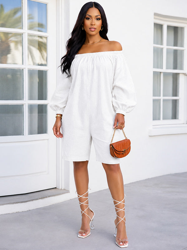 Off Shoulder Puff Sleeve Romper