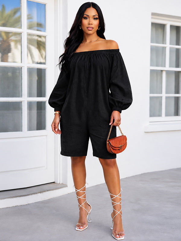Off Shoulder Puff Sleeve Romper