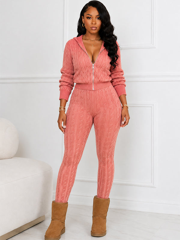 Knit Zip Hoodie & Pants Set