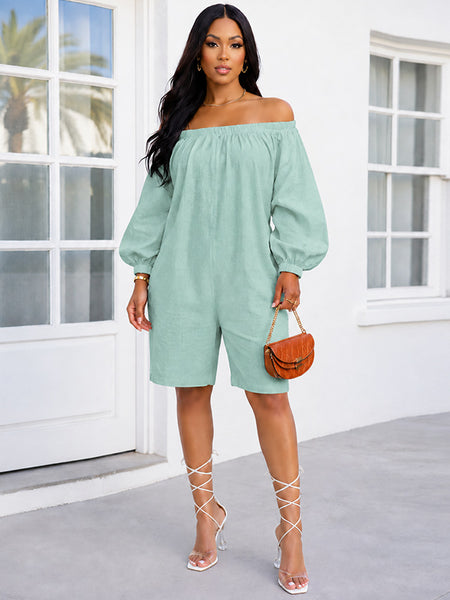 Off Shoulder Puff Sleeve Romper