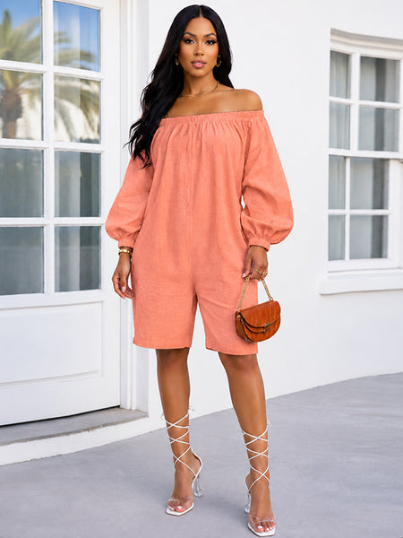 Off Shoulder Puff Sleeve Romper