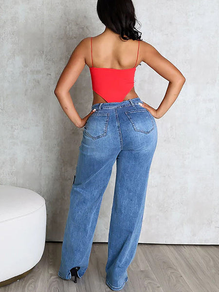 Detachable Straight Jeans