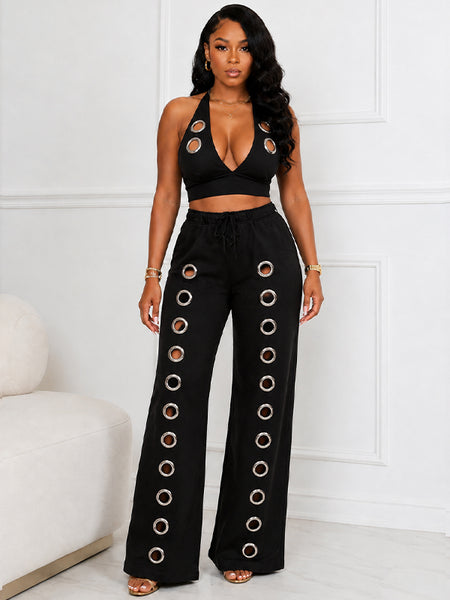Eyelet Halter Top & Pants Set