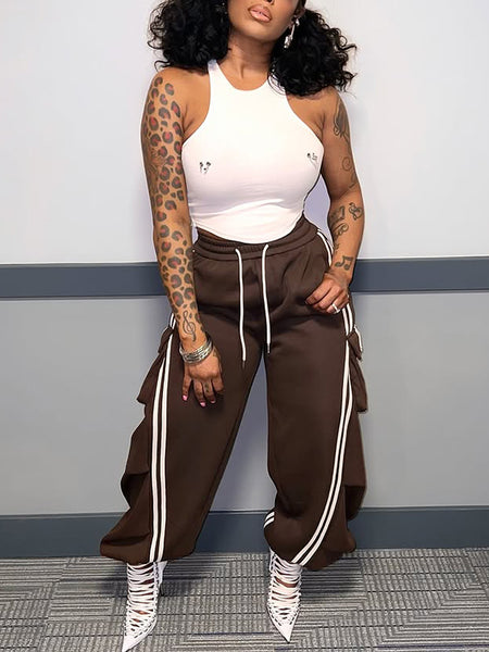 Stripe Cargo Sweatpants