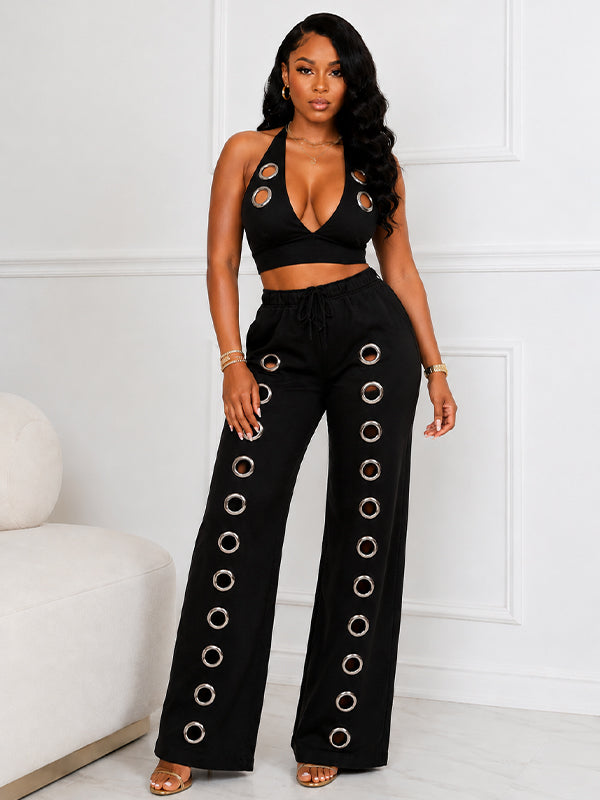 Eyelet Halter Top & Pants Set