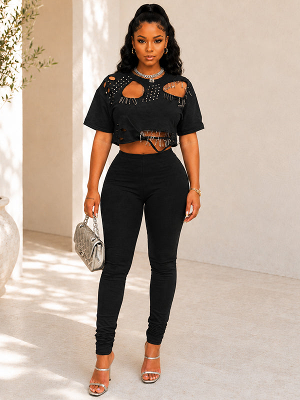 Ripped Tee & Pants Set