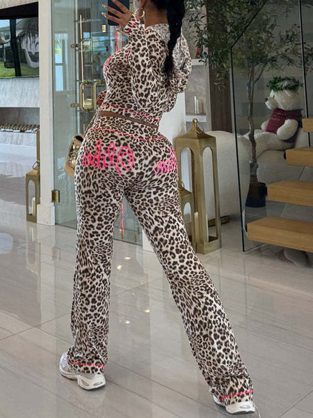 Leopard Zip Hoodie & Pants Set