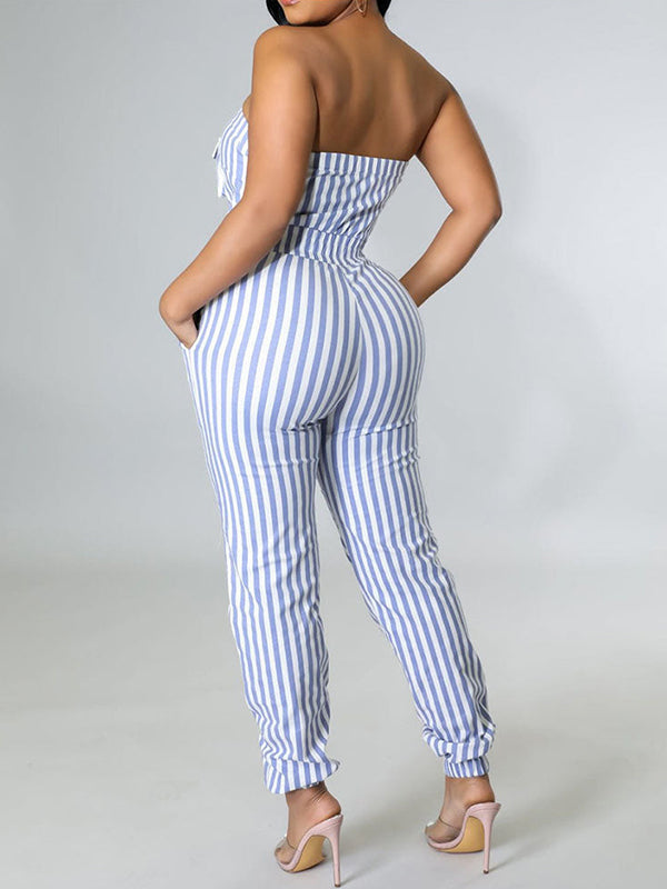 Stripe Strapless Jumpsuit