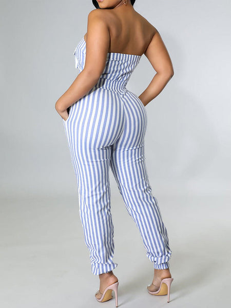 Stripe Strapless Jumpsuit