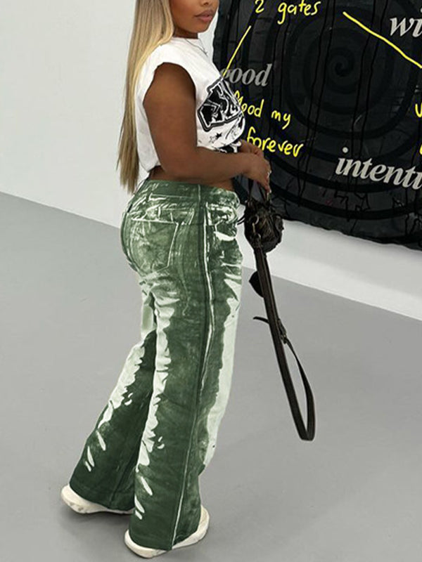 Printed Straight Pants