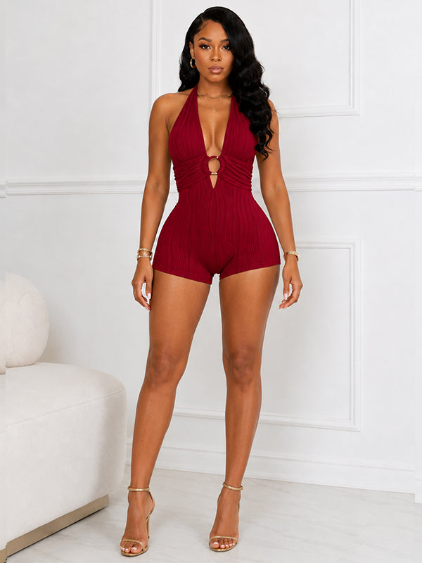 Ribbed Halter Romper