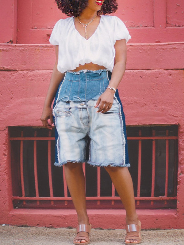 Indiebeautie Denim Combo Bermuda Shorts