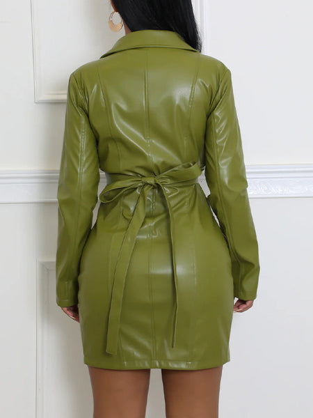 Faux-Leather Jacket & Skirt Set