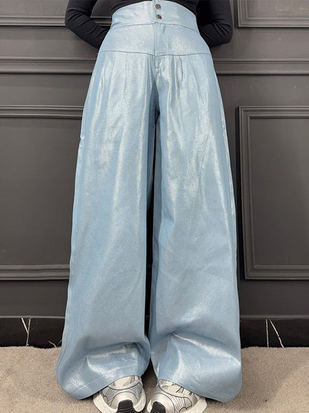 Faux-Leather Wide-Leg Pants