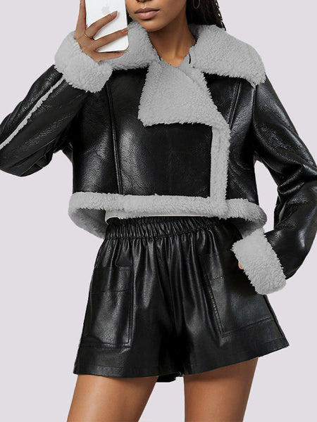 Faux-Leather Shearling Jacket