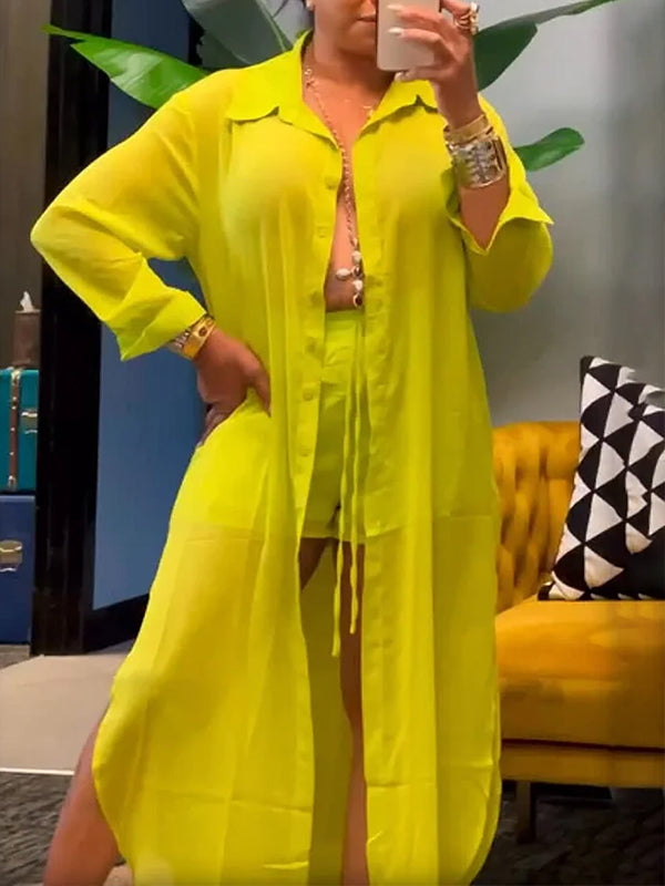 Chiffon Tunic Shirt & Shorts Set