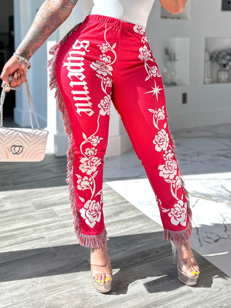 Fringe Combo Printed Pants