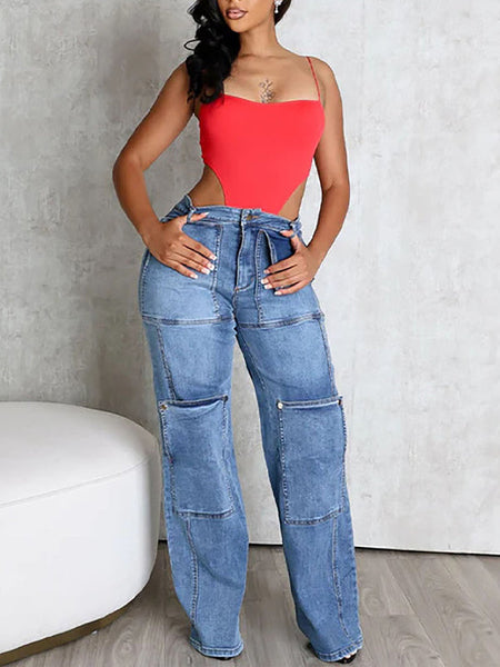 Detachable Straight Jeans