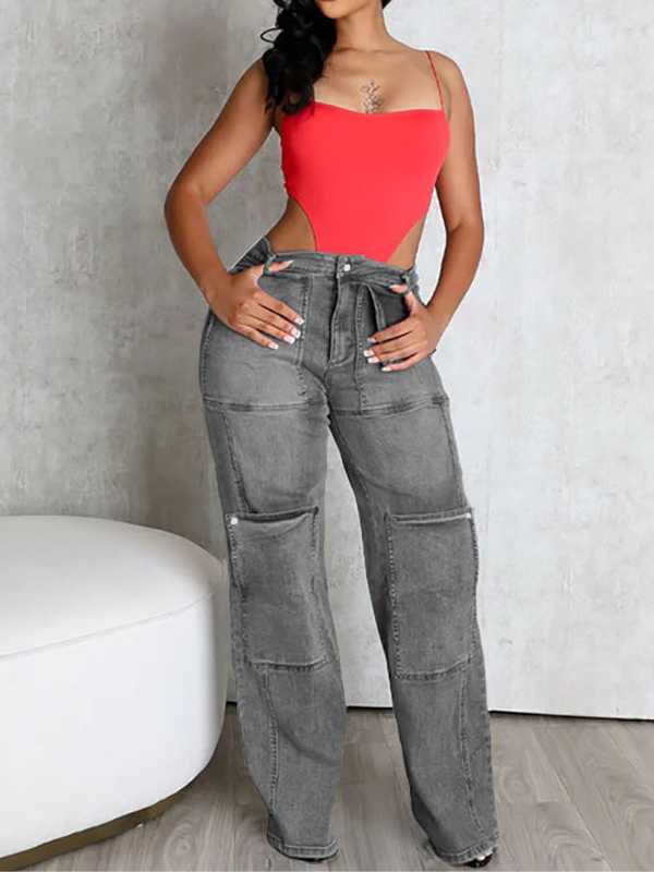 Detachable Straight Jeans