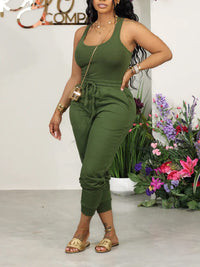 Solid Tank Top & Drawstring Pants Set--Clearance