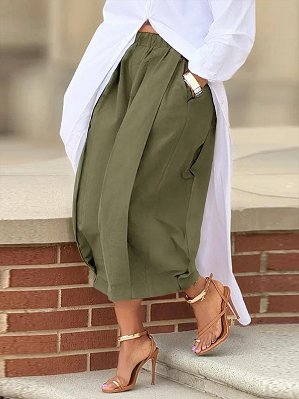 Solid Wide-Leg Capris