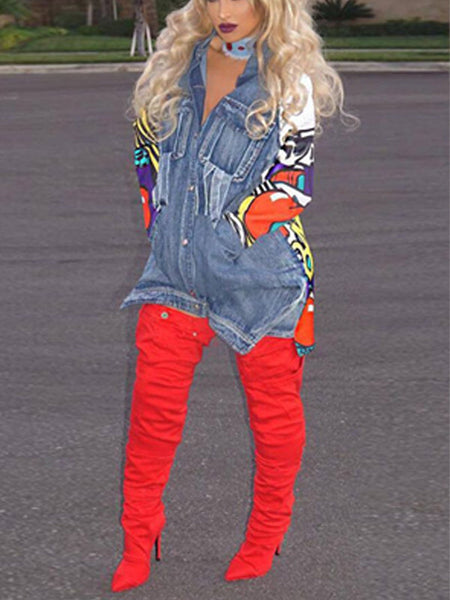Printed Combo Denim Jacket