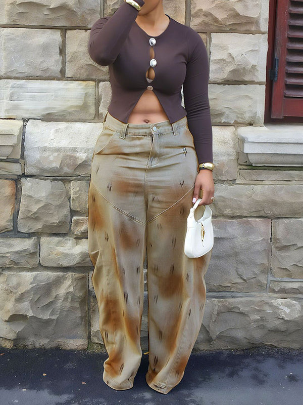Printed Barrel Jeans
