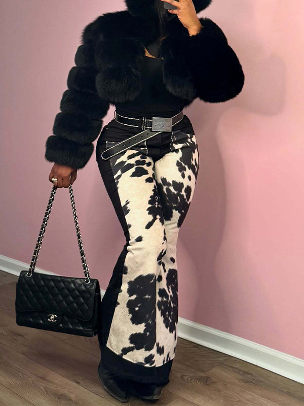 Printed Combo Flared Jeans