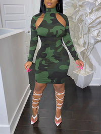 Camo Cutout Dress--Clearance