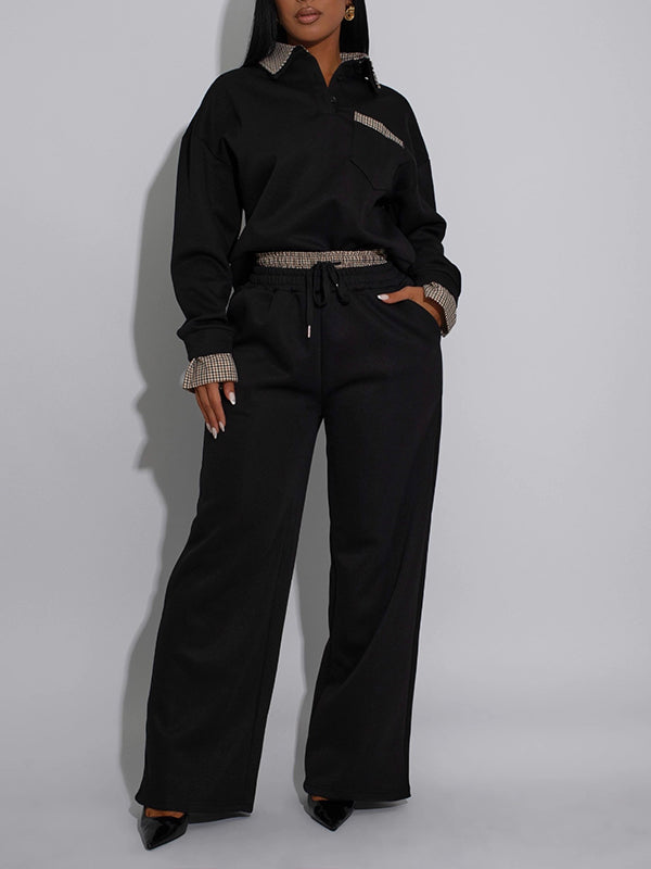 Plaid Combo Sweatshirt & Pants Set