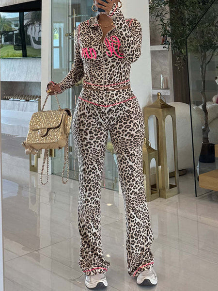 Leopard Zip Hoodie & Pants Set
