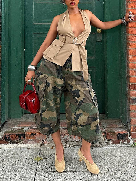 Camo Cargo Capris Pants