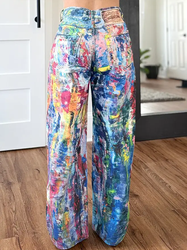 Indiebeautie Abstract Printed Straight Jeans