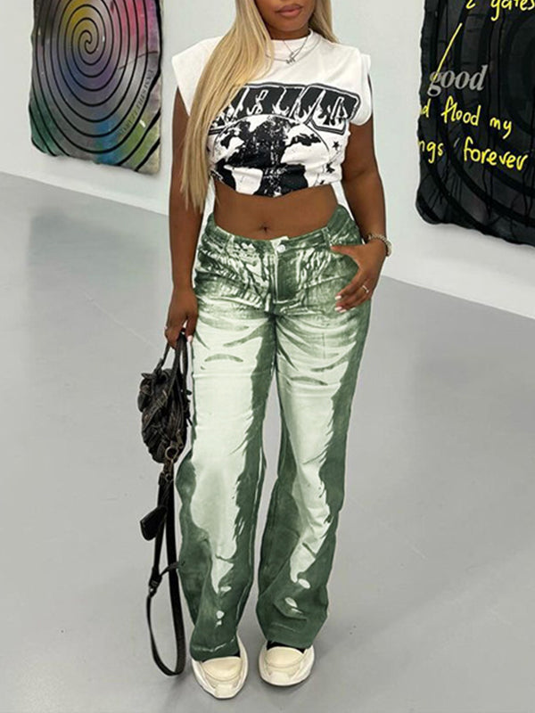 Printed Straight Pants
