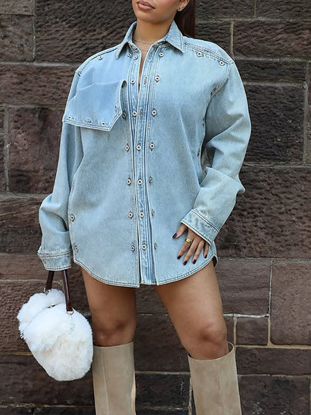 Button-Front Denim Jacket
