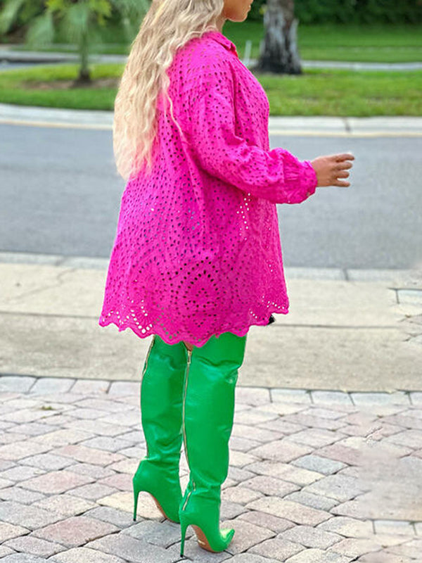 Solid Cutout Shirt Dress