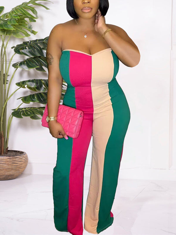Colorblock Strapless Jumpsuit--Clearance