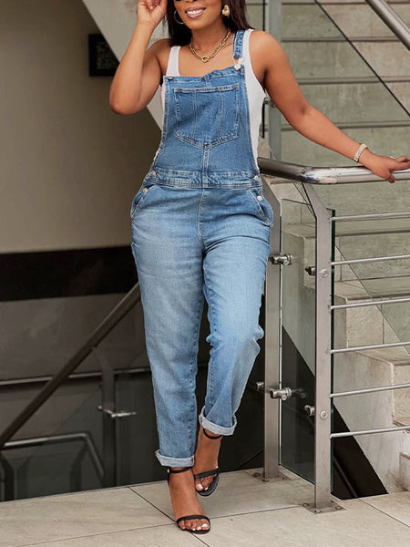 Sleeveless Denim Jumpsuit